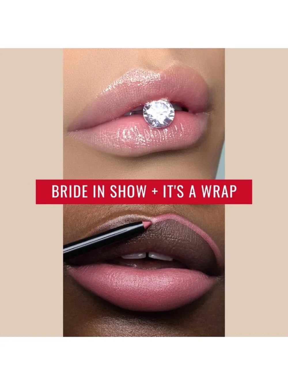 Sheer Pearly Pale-Pink Hydrating Shimmer Lip Gloss & Matte Blush-Pink Liner Set